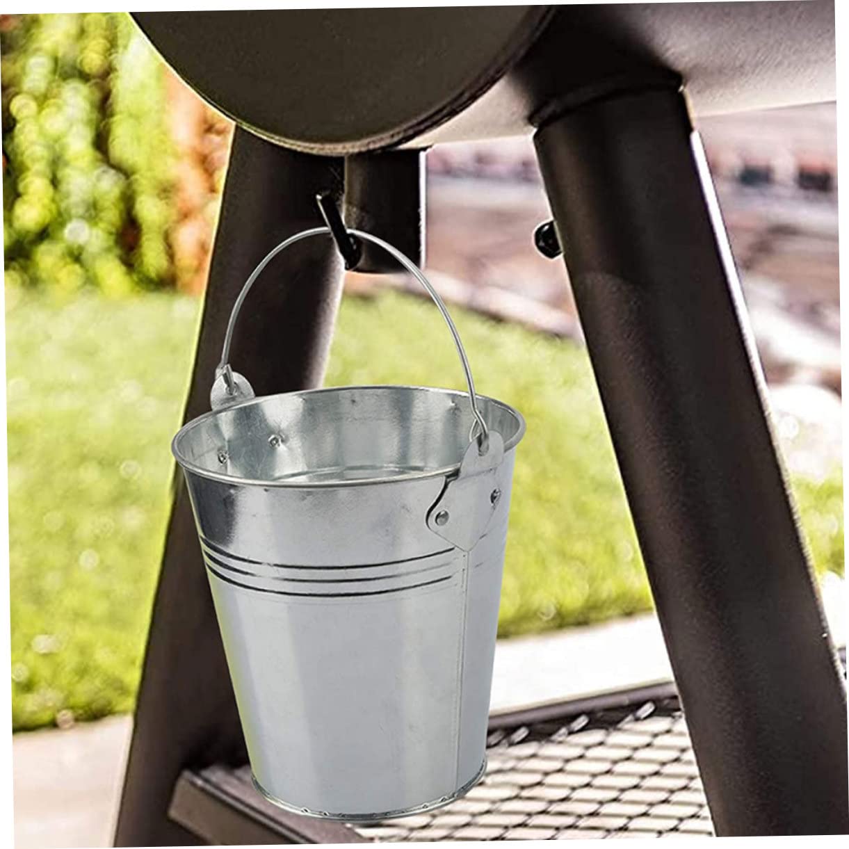 ifundom Secchio per Olio Barbecue in Ferro, Set con 10 Pezzi Argento