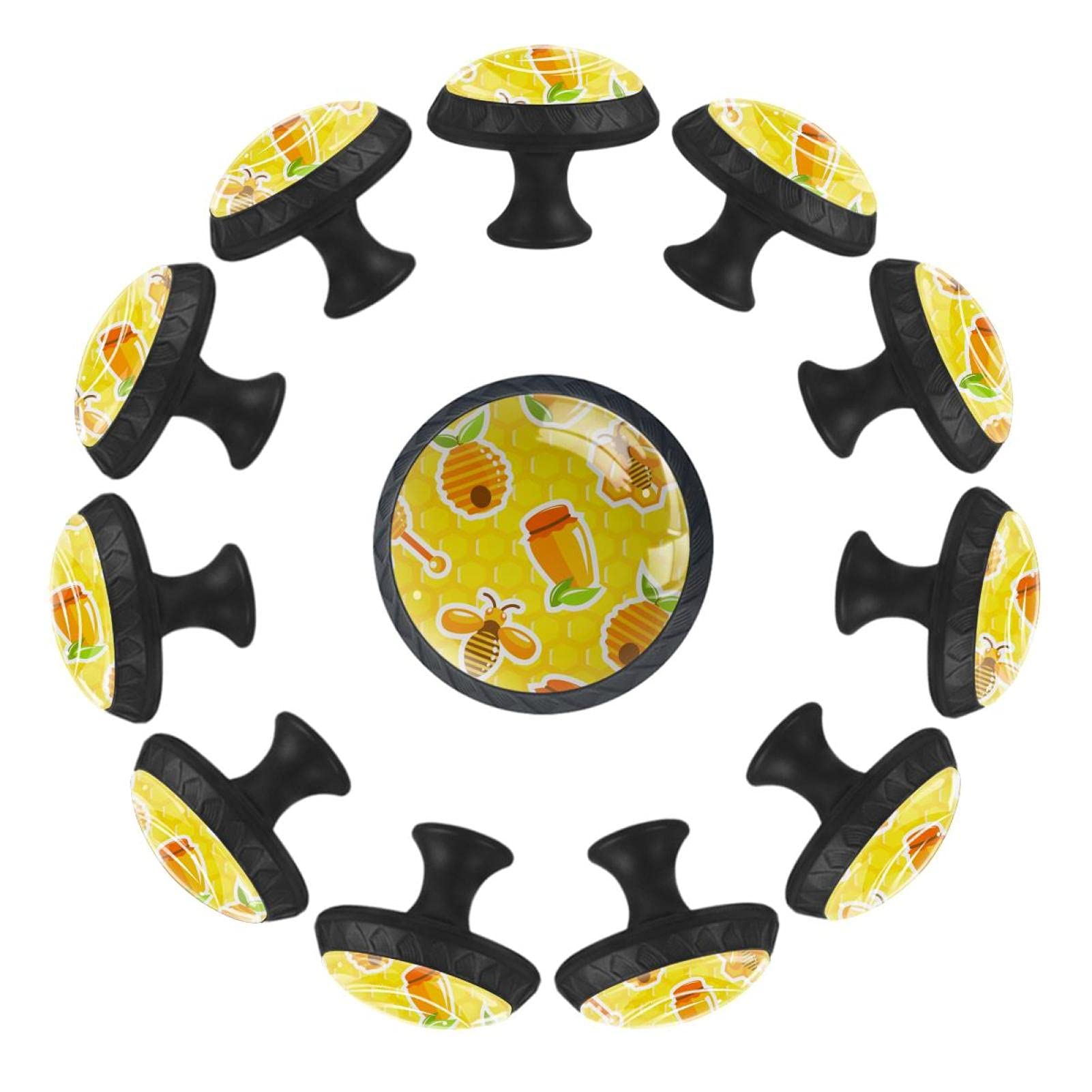 Boutons de tiroir abeille 35mm lot de 12 poignée de meuble ronde commode chambre enfant bois