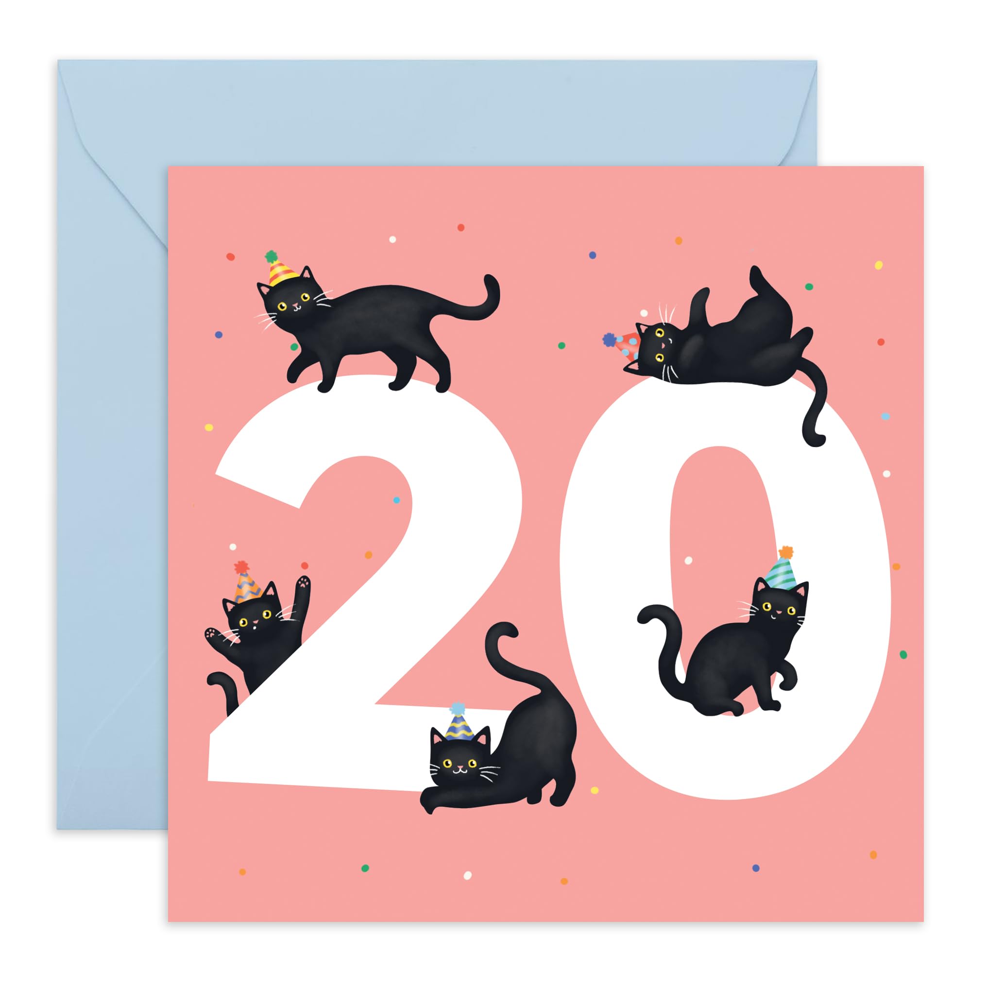 Central 23 Eighth Birthday Card For Girls - Black Birthday Cats Age 8 - Happy 8th Birthday Greeting Card For Kids - Eight Years Old - Gifts For Daughters Granddaughter Niece - Comes With Sticker