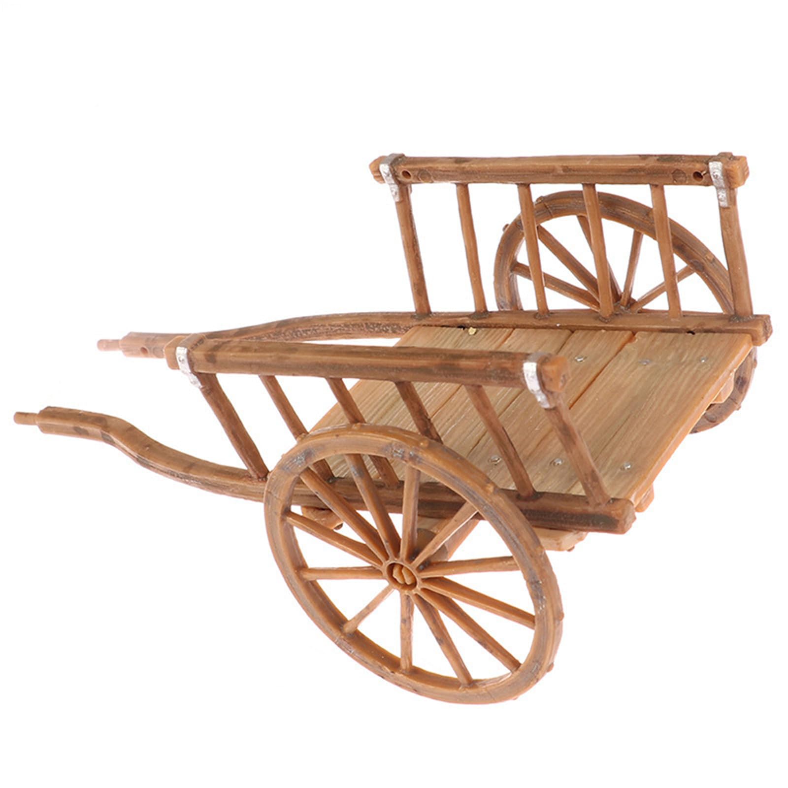 Maxtonser Small Retro Farm Wagons Toy With Detachable Wheels 1/12 Scale Dollhouses Decors For Agricultural Scene Setup