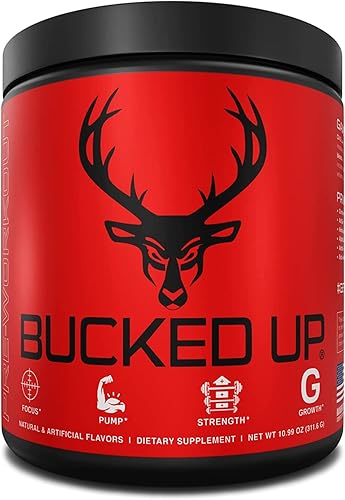 Bucked Up Pre Workout 6 Grams Citrulline, 2 Grams Beta Alanine, and 3 Other Registered trademarked Ingredients (Blue Raz) - Blue Raz