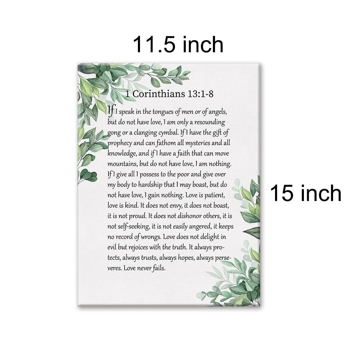 1 Corinthians 13:1-8 Bible Verse Canvas Home Wall Art Decor Scripture Painting 12x15 Christian Poster Framed Ready to Hang Gift 1