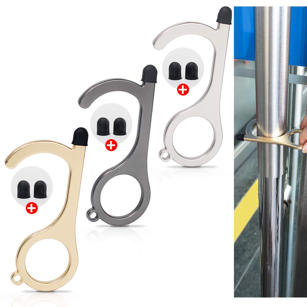 No-Touch-Door Opener Keychain-Tool Button Pusher - YBP Safety Without Getting Germs Contactless Clean Key,Smart Key Hands Free-3Pack