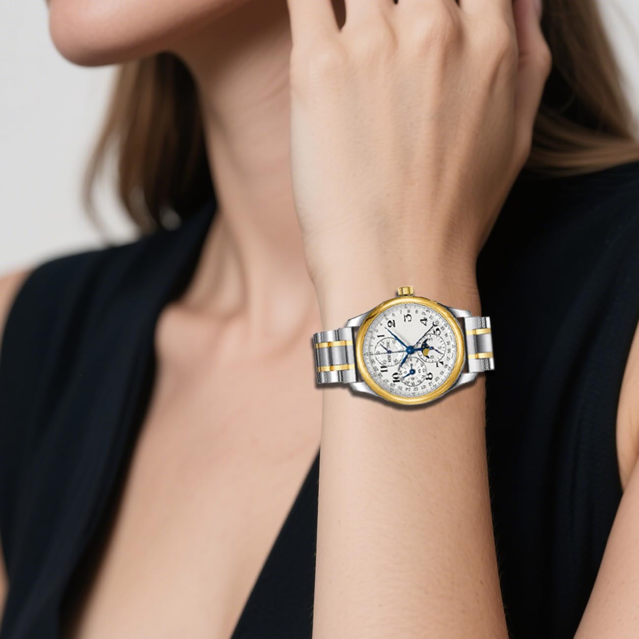 Universelles Metall-Uhrenarmband, passend für die meisten Tranditionalen, 21 mm Schnellverschluss-Edelstahl-Armbänder mit gebogenen Endstücken, klassisches Ersatzarmband für Männer und Frauen