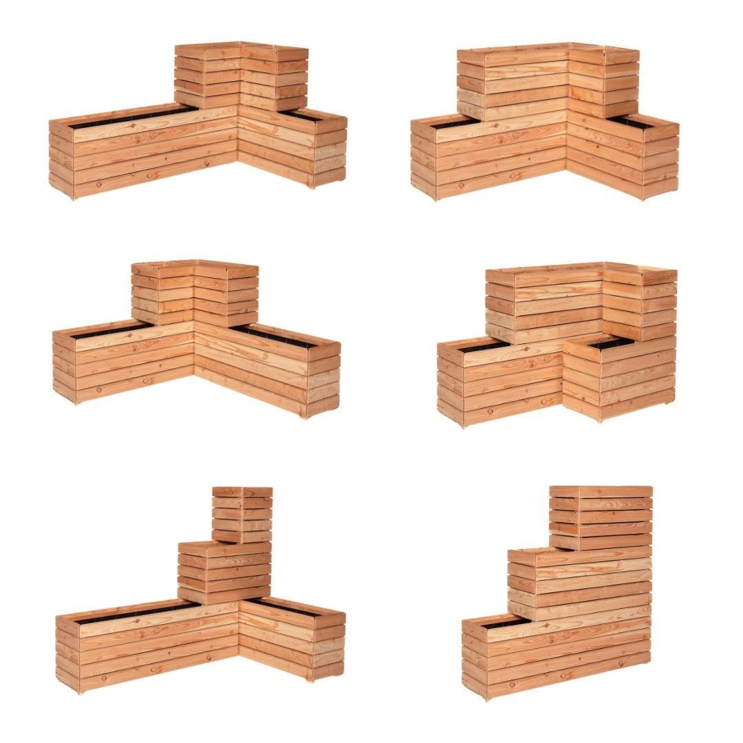 Mega Holz Pflanzkübel MODULO 120x30x39 cm (BxTxH) - wetterfester Blumenkasten aus heimischen Lärchenholz - Blumenkübel aus witterungsbeständiger Lärche für Garten, Terrasse und Balkon, Modular, Holz