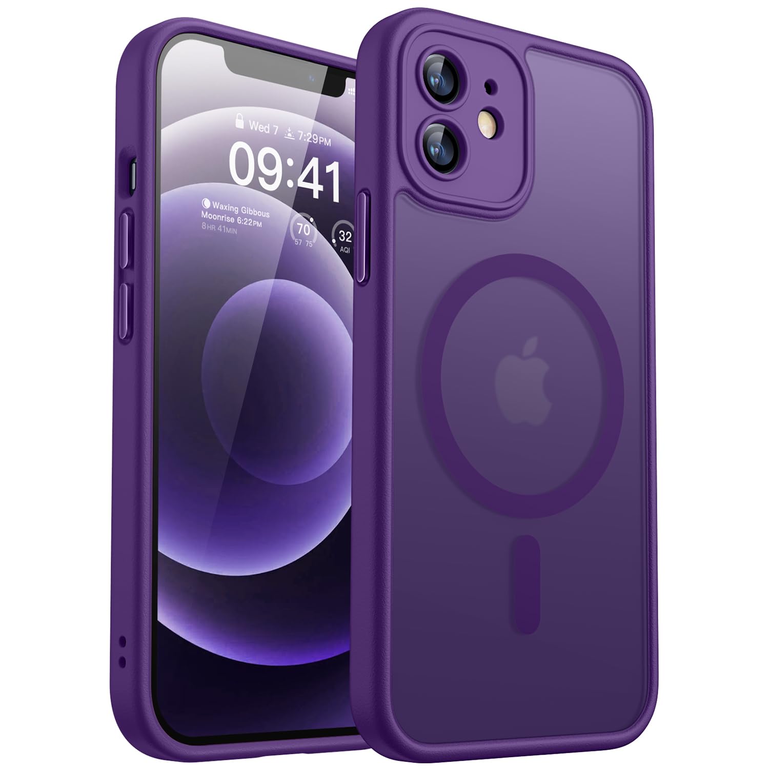 CANSHN Magnetica Cover per iPhone 12(6.1 Pollici), [Protezione Completa Della Fotocamera] Custodia Traslucida Opaca Protettiva Sottile Antiurto,Viola Profondo
