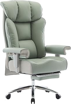 Efomao Big and Tall Green Office Chair 450LBS – Ergonomic High-Back Executive Chair with Footrest, Adjustable Padded Armrests, PU Leather Computer Chair with Lumbar Support for Home or Office,Green