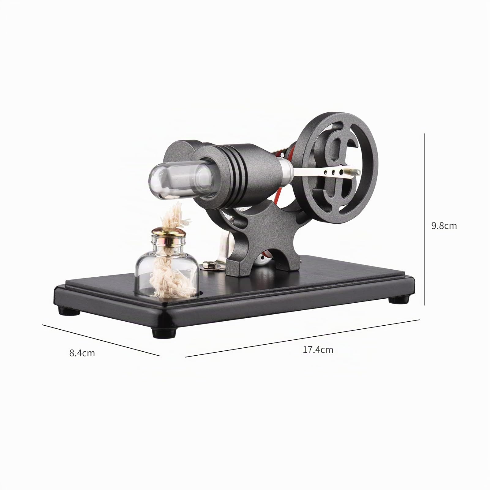 Bisofice - modelo de motor Stirling de aire caliente con luz LED, diseño de volante de inercia, experimentación científica, educativo DIY para profesores y adultos, negro