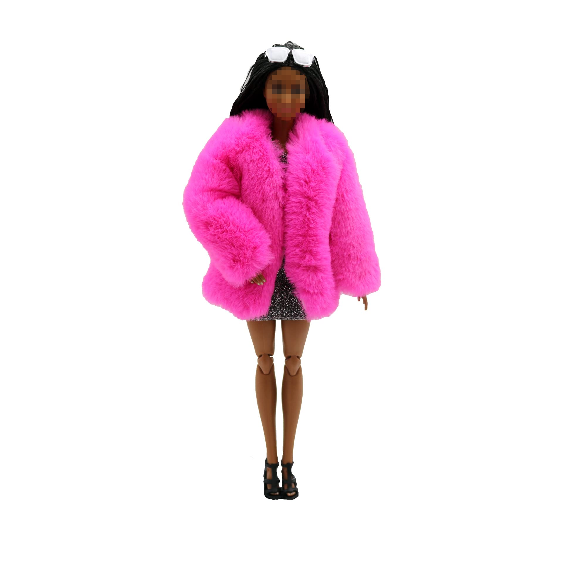 Doll Clothes,Lance Home 3 Sets of Lamb Coat Plaid Short Skirt Autumn Dresses Winter Coat and Clothes Plush Trench Outfit and Accessories for 11.5 inch Dolls - Image 4