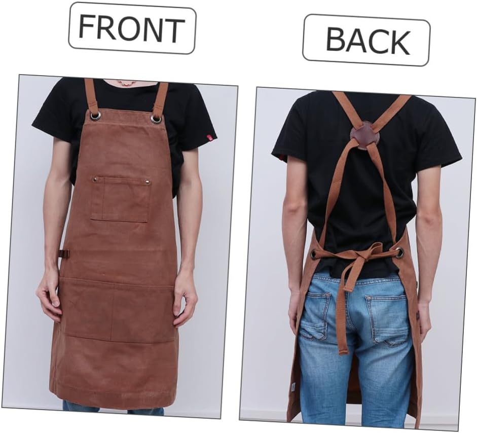 Waxed Canvas Woodworking Apron for Men Durable Water Resistant Shop Apron with Tool Pocket Heavy Duty Work for Carpenters and Gardeners