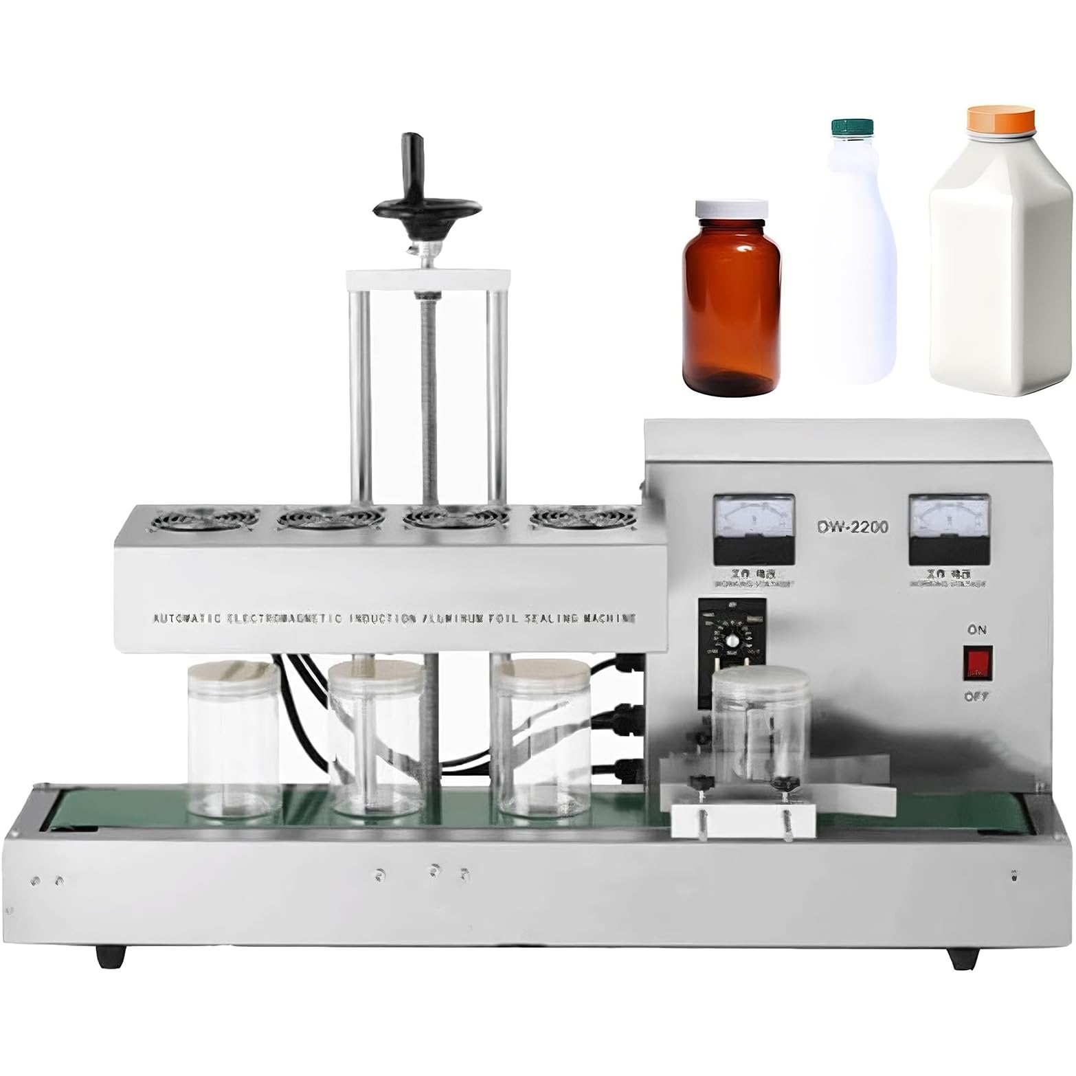 ASerZenith Automatic Induction Sealing Machine For Bottles, Electromagnetic Cap Sealer With Adjustable Width, Ideal For Plastic And Glass Container Packaging,15~85Mm