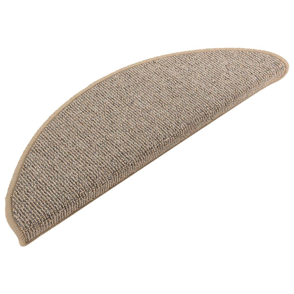 Stufenmatten 15 Stück 65x21x4 cm Braun Halbrund Groß Treppenstufen Matten, Teppich Innen für Treppen, rutschfest Stufenmatten Treppenteppich -A2