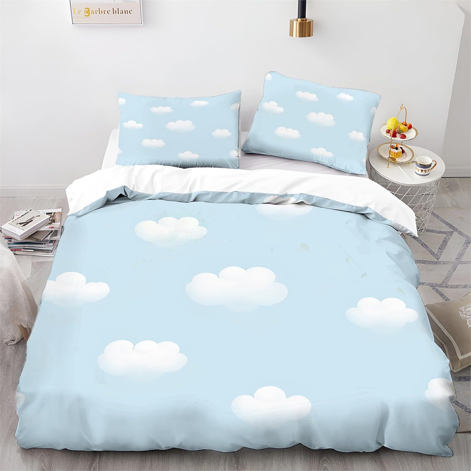 Bettwäsche Set 135x200cm Himmelblau - Geometrisch Nordisch Microfaser