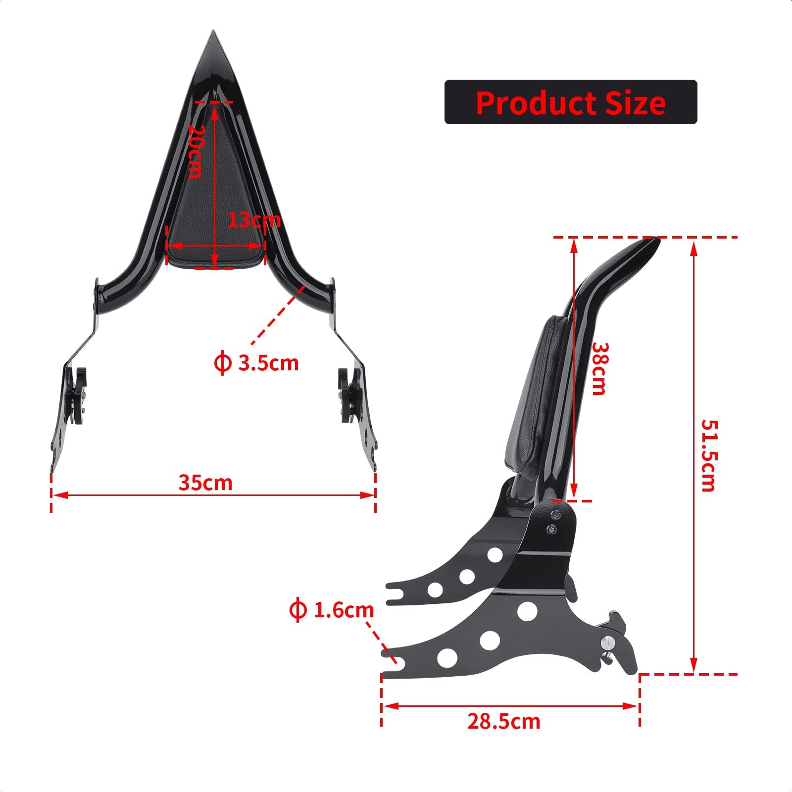 Detachable Sissy Bar Backrest Pad With Rack For Harley Softail Fat Boy 2007-2017