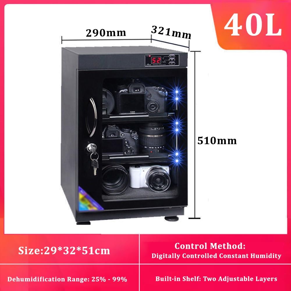 Gabinete seco digital para lente de cámara y equipo, deshumidificador electrónico silencioso con control de humedad ajustable