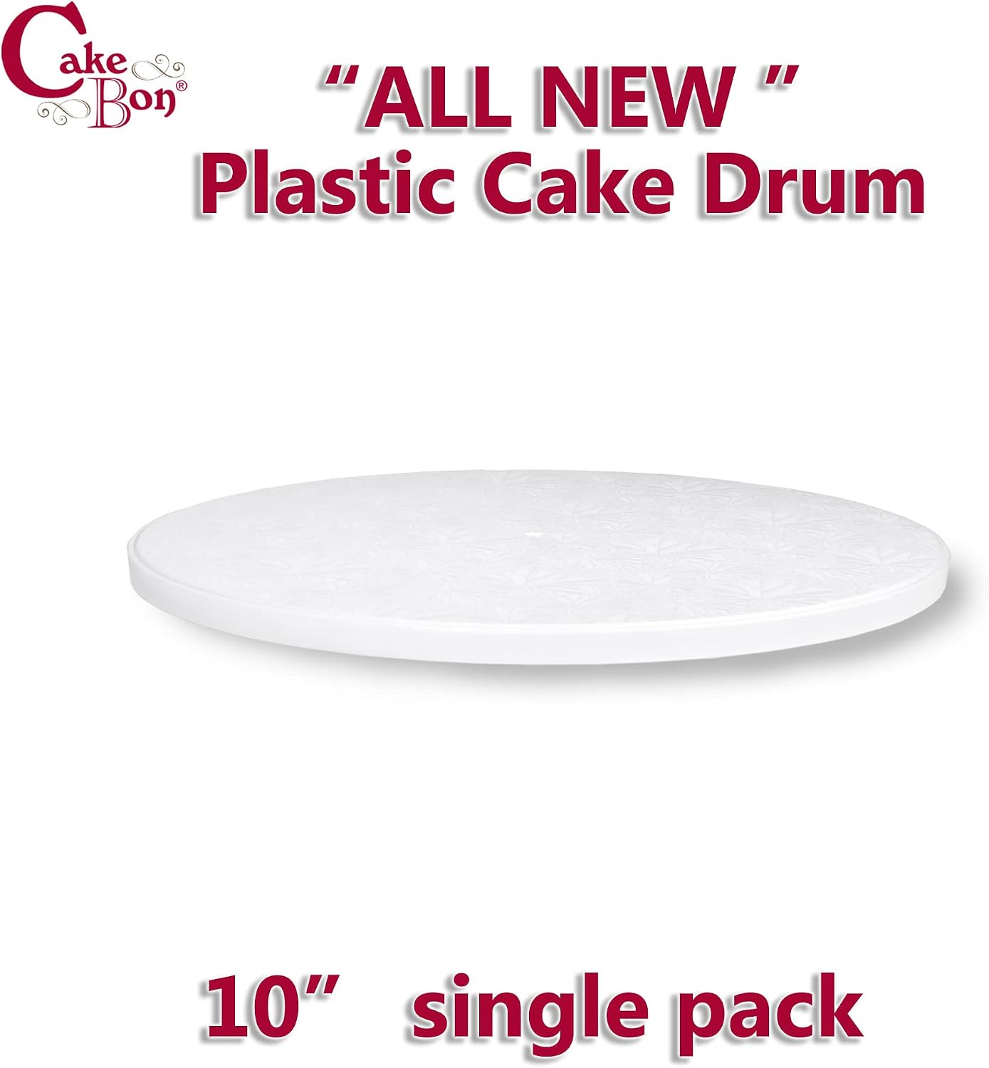 Cakebon Cake Boards Plastic – 10 Inch White Drums 1-Pack – Professional Cake Rounds