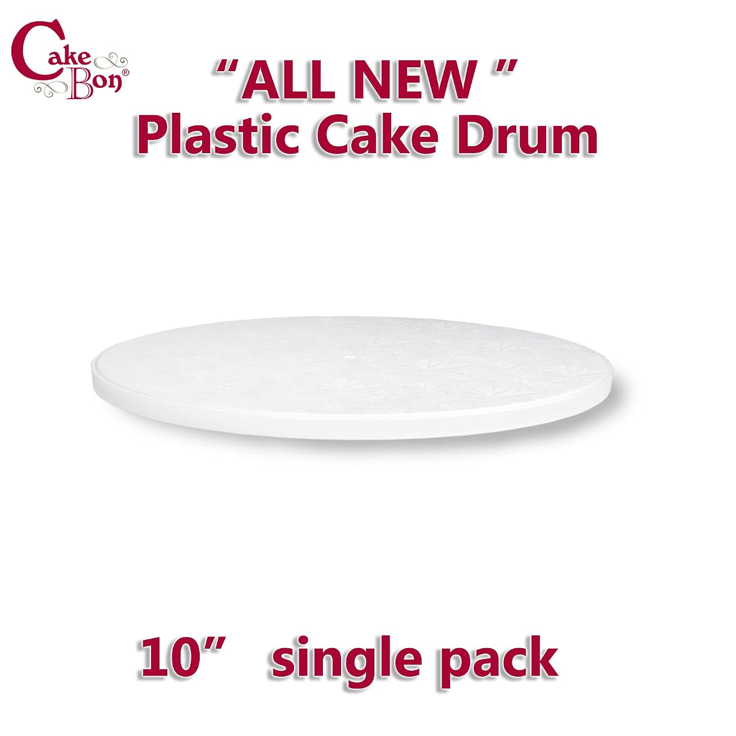 Cakebon Plastic Cake Boards 10 inch [1/2" Thick] aka Cake Drums or Cake Rounds - Reusable Cake Boards - Strong and Greaseproof (White, Round, 1-Pack)