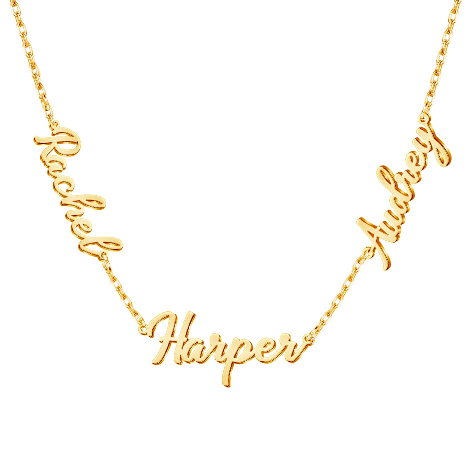 Yofair Name Necklace Personalized Custom Any Name Necklaces Jewelry 18K Gold Plated Nameplate Pendant Personalized Gift for Women