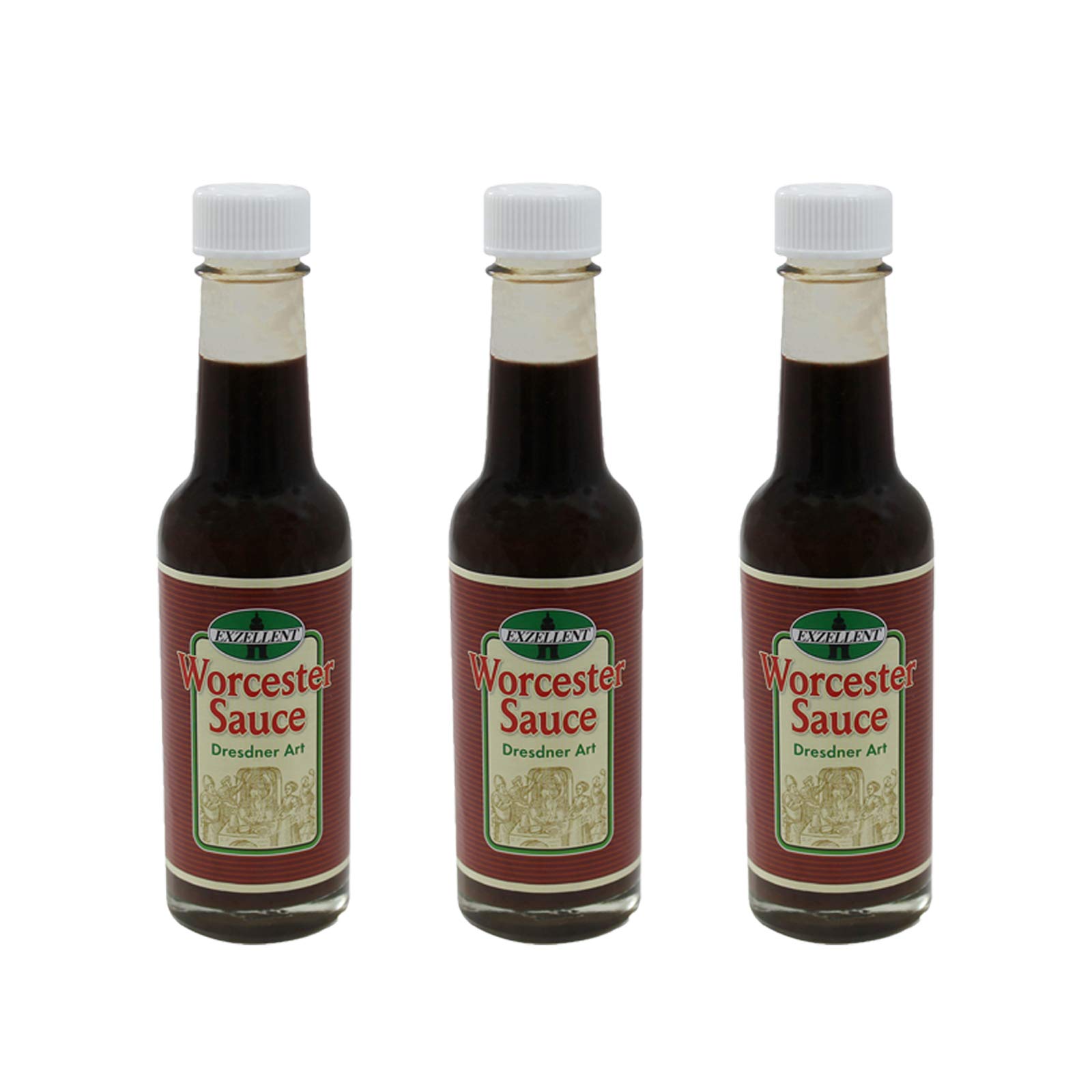 3er Pack Exzellent Worcester Sauce Dresdner Art (3 x 140 ml), Worcestersauce, Würzsoße, Gewürzsoße