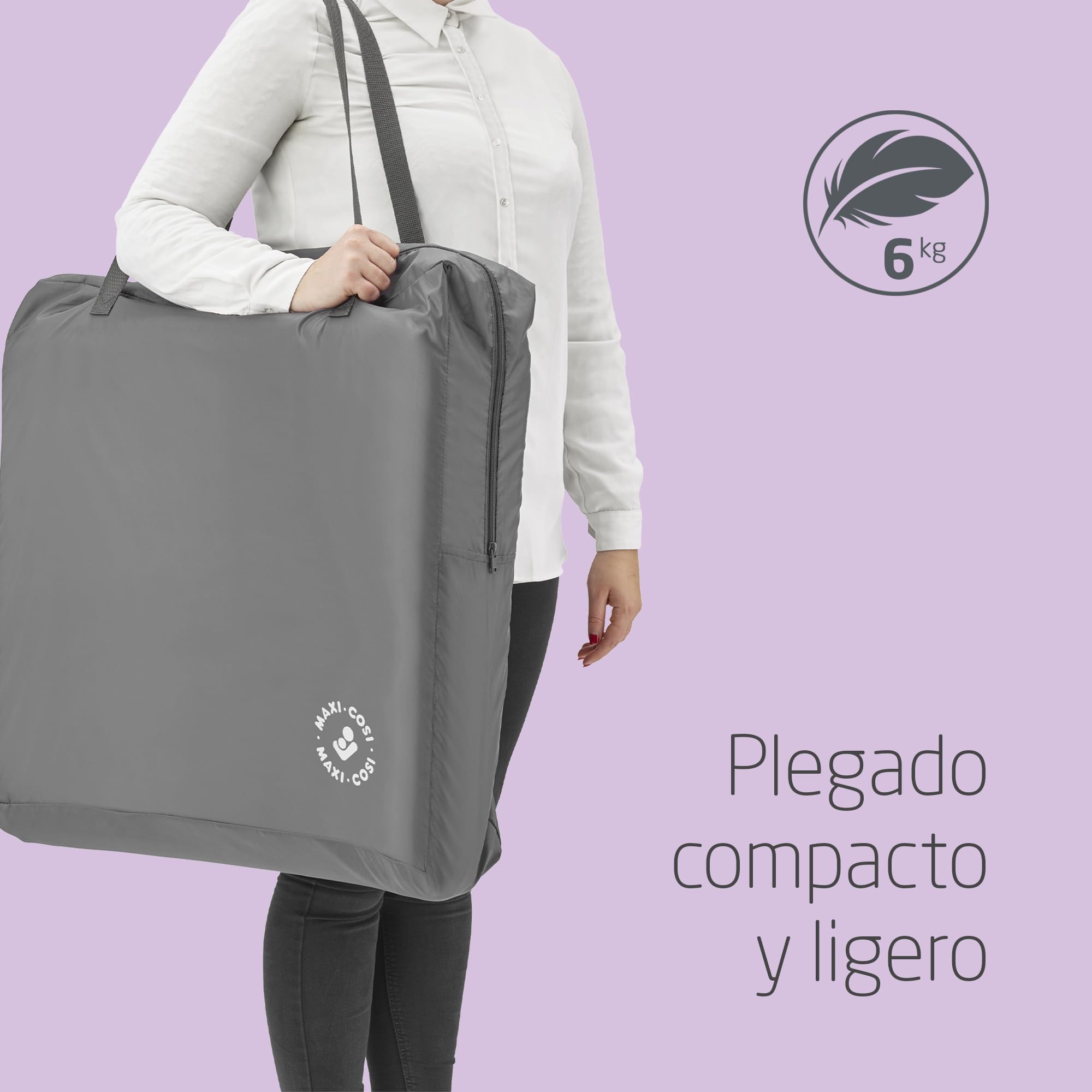 Maxi-Cosi Iris 2 en 1 Cuna de Viaje Bebe, 0 - 3 Años, máx. 15 kg, Cuna Viaje Compacta, 2 Niveles de Descanso, Plegable y Ligera, Colchones de Espuma Gruesa, Bolsa de Viaje, Essential Grey