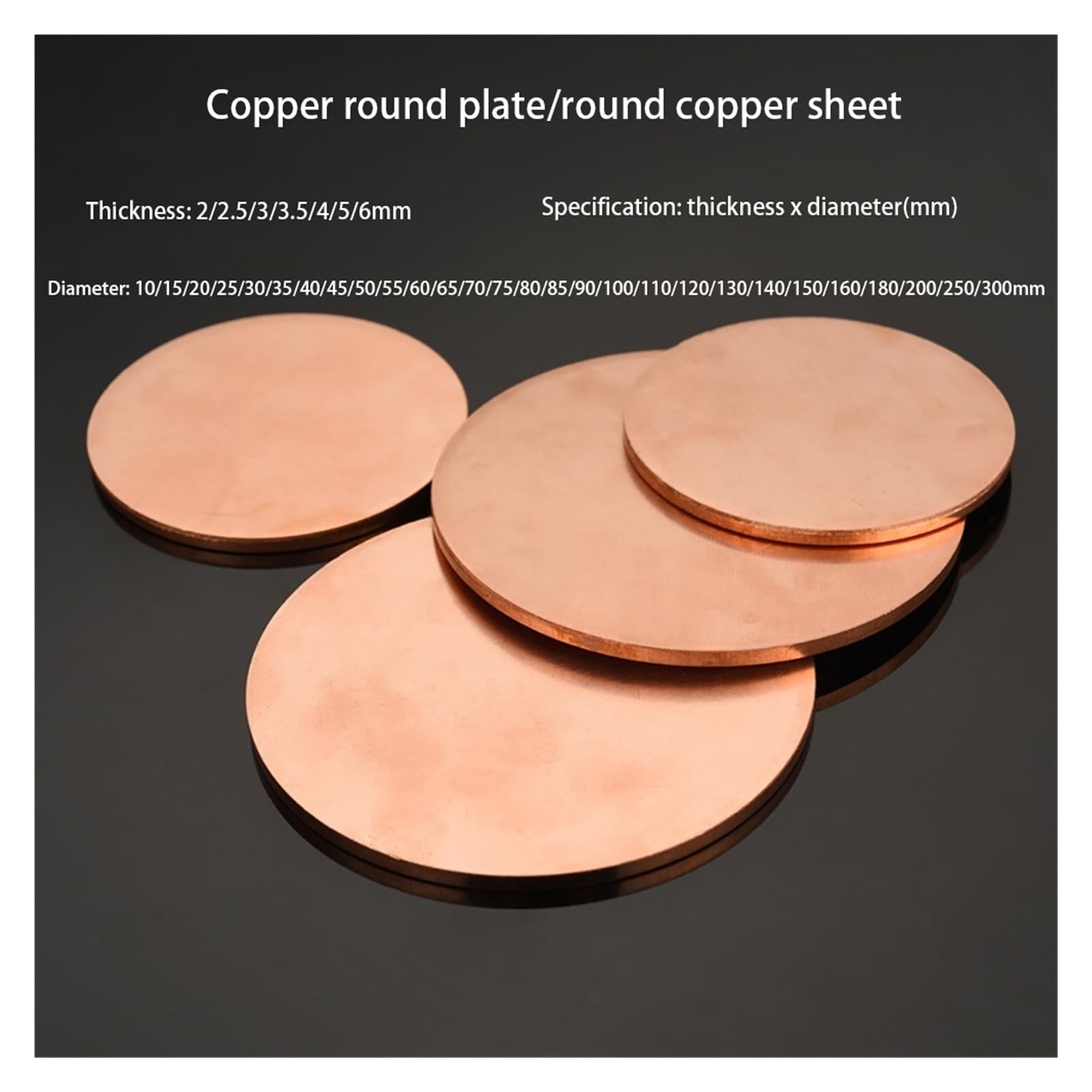 1 Stück T2 Kupferscheibe, Runde Platte, Kreisförmiges Blech, DIY(3x130mm)