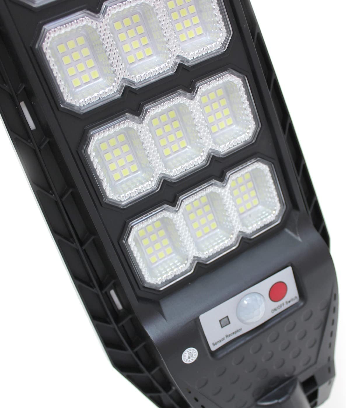 081 Store - 4 PEZZI lampione solare con 144 LED esterno 200W, con palo e telecomando, sensore di movimento e crepuscolare luce biano freddo 6500k