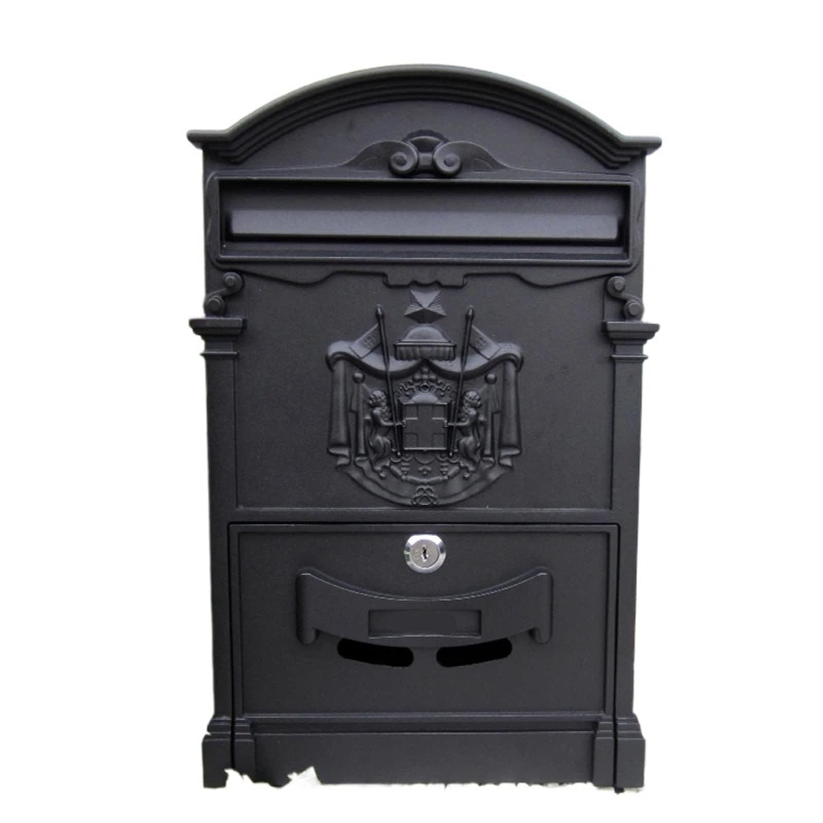 XYLRSMH Post Box Wall Mount Locking Mailbox Vintage Lockable Metal Mailboxe Large Capacity Postbox Security Mail Letter Post Box Outdoor Mail Box Letter Box(Black)
