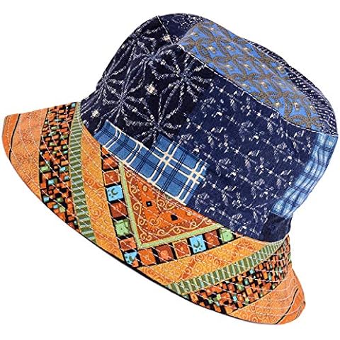 Fashion Cotton Unisex Summer Printed Bucket Sun Hat Cap, Various Patterns Available (620GOLD) Cover