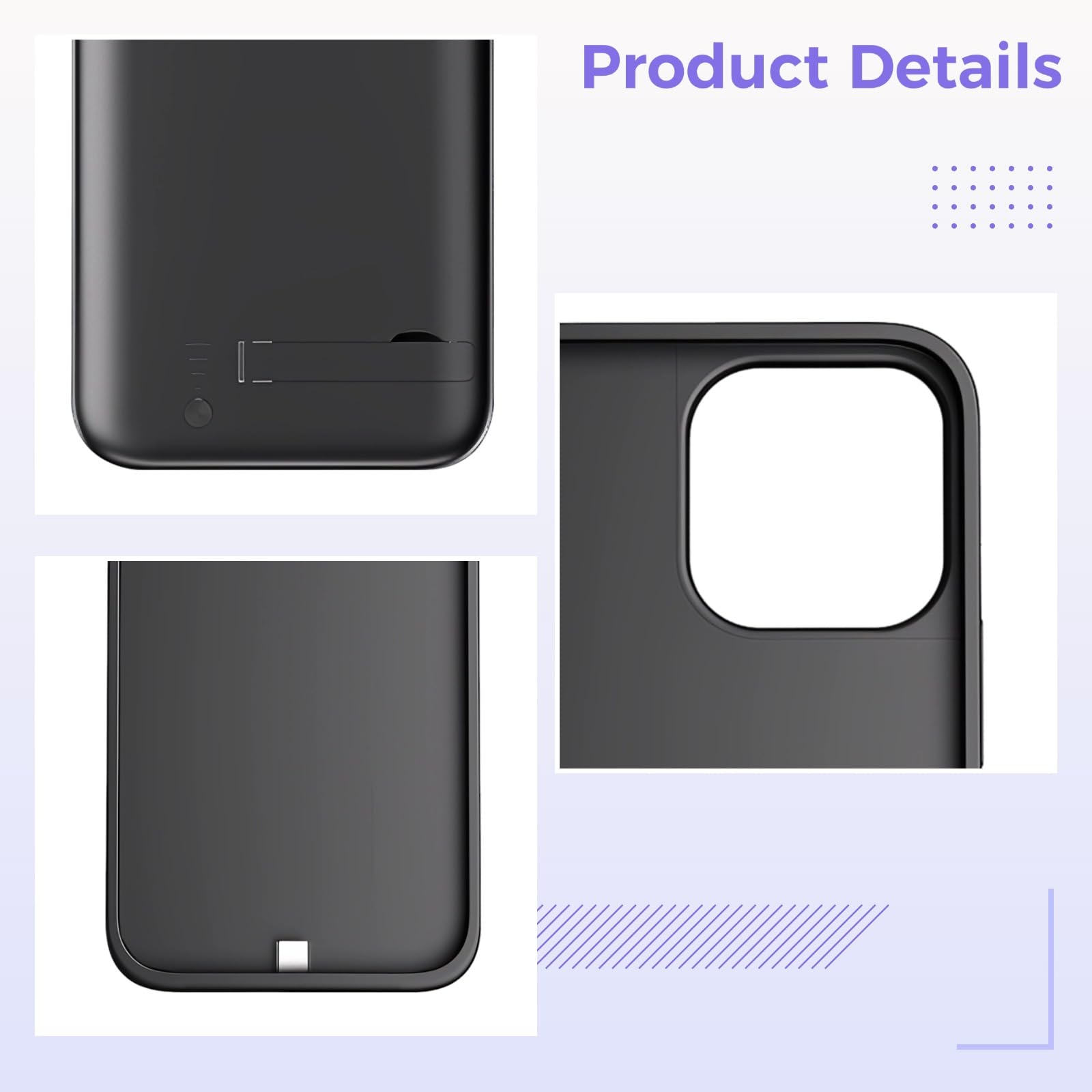 Funda de batería para 16, 5000 mAh, funda de carga inalámbrica, cubierta protectora de silicona líquida de borde completo, transferencia de datos, entrada doble, indicador LED