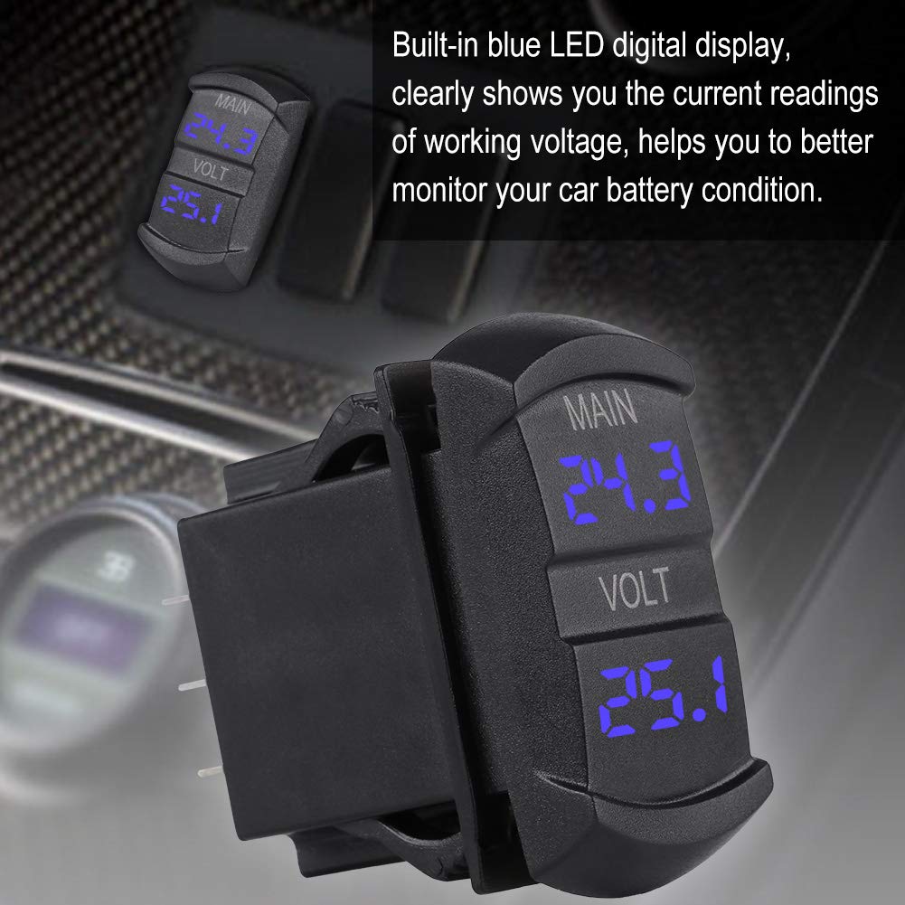 Auto Dual Voltmeter, Auto DC 10V-60V Blaue LED Digital Dual Voltmeter Universal für Pickup RV ATV Batterie