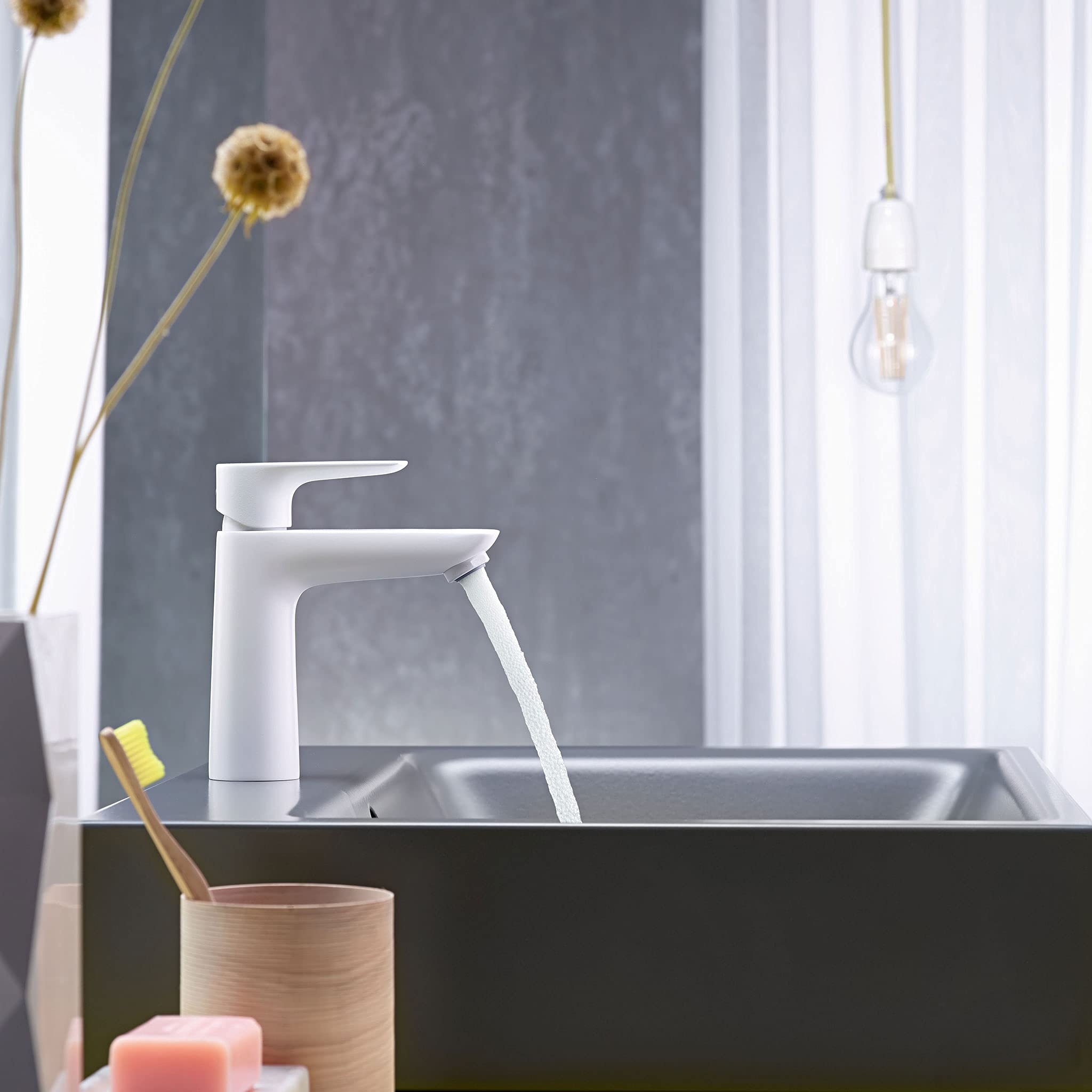 hansgrohe 71712700 Talis E 110 Single-Lever Washbasin Mixer Tap Without Drain Fitting Matt White, spout Height 110 mm - Image 2
