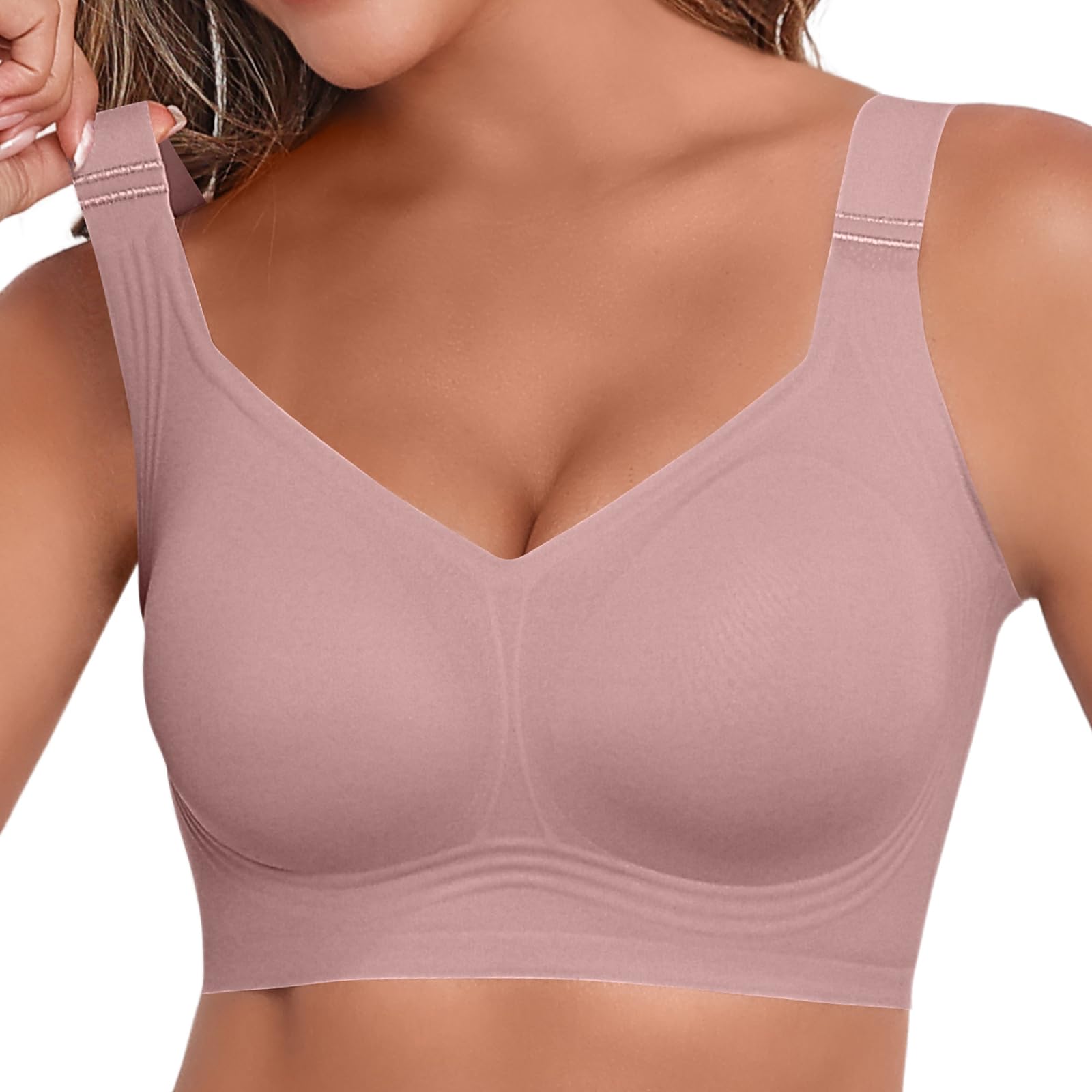 MNBBO Womens 2025 Seamless Wireless Supportive Bra Push Up Comfort Soft No Underwire Full Coverage T-Shirt Bras (M-4XL)