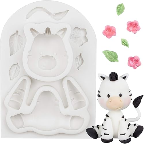 Molde de silicona de fondant de cebra para baby shower, cumpleaños, decoración de pastel Sugarcraft, chocolate, decoración de cupcakes