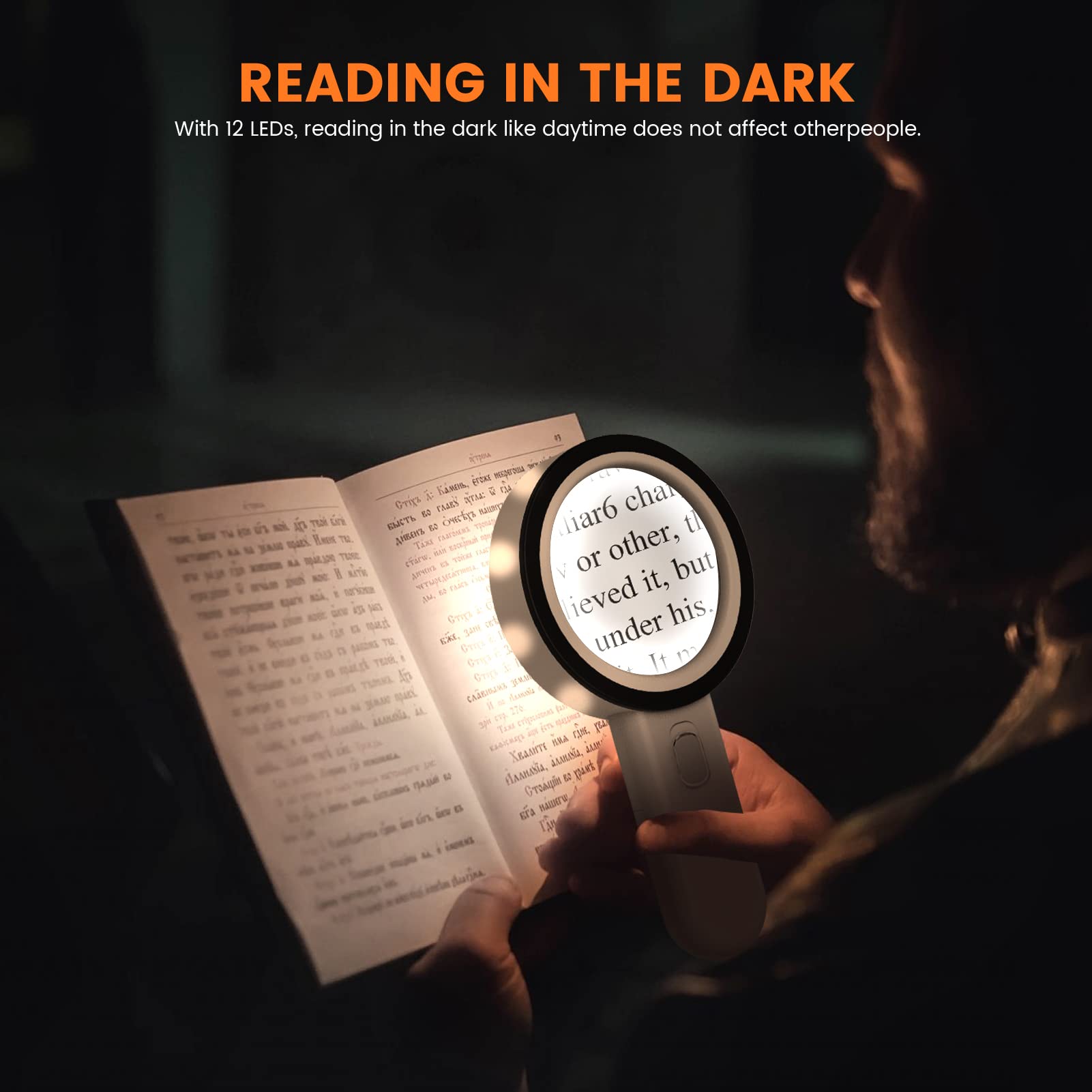 Lupa con Luz, 30X Lupas de Mano de Gran Aumento, Lupa para Leer Libros con 12 Leds También Son Adecuada para Soldadura, Inspección, Monedas, Joyería, Exploración