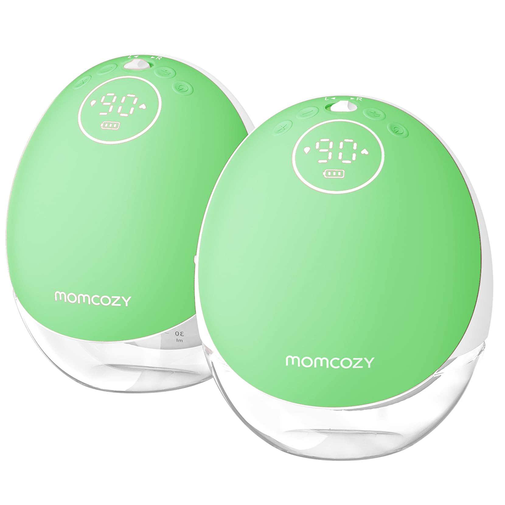 Momcozy Breast Pump Hands Free Mobile Flow | M9, App Discreet Control with Personalized Multi-Modes & 15 Levels, Independent Breastmilk Storage, Wearable Breast Pump M9 24mm (Green, 2 Count)