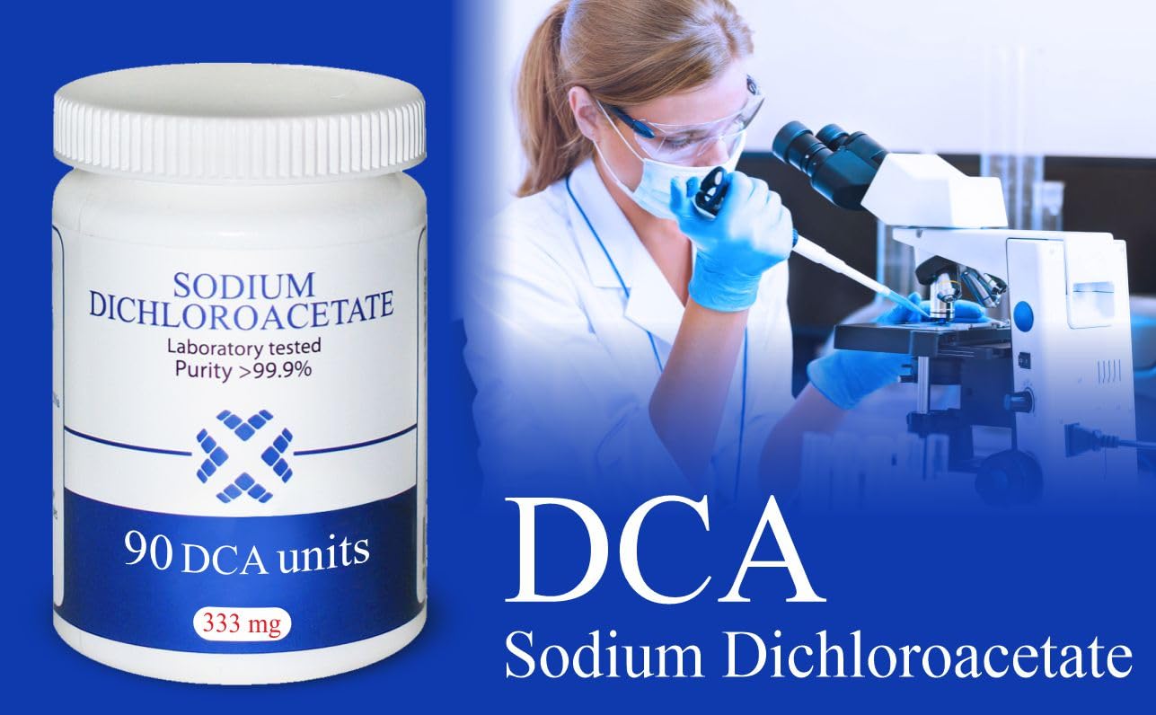 Natriumdichloracetat (Dichloressigsäure) - Sodium Dichloroacetate - DCA 333mg, Beste Reinheit >99,9%, Inklusive Analysebescheinigung, von DCA-LAB, 90 Kapseln