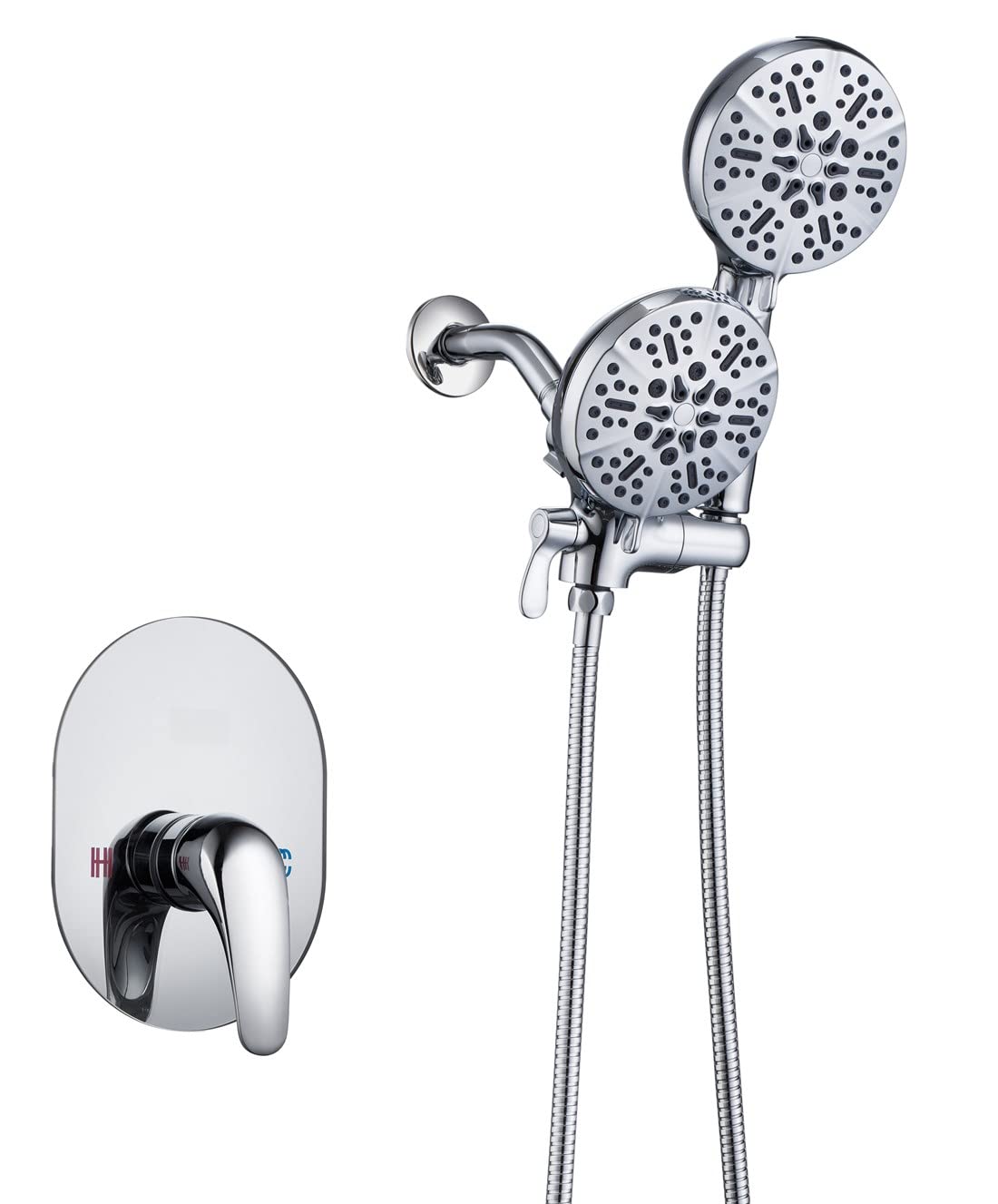 ELLO&ALLOLED Shower Faucet Set with Valve, Rainfall Shower Head with Handheld Combo