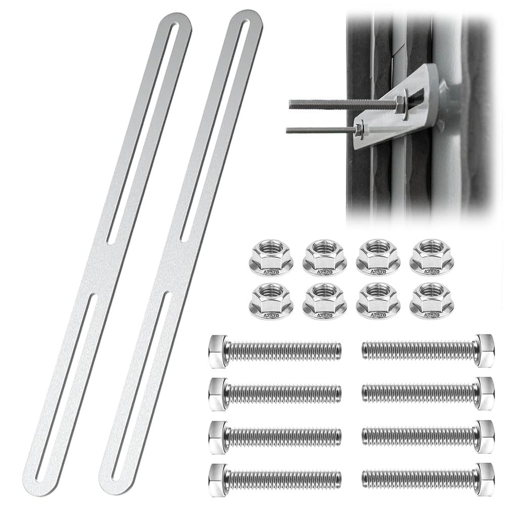 JOAASU 2 Piece Mounting Set for Fence Post Box, 360 x 24 mm Letterbox Attachment Double Rod Mat Fence Accessories, Fence Post Handrail, with 8 M5 Screws, for Mailbox Fence Mounting (Silver)