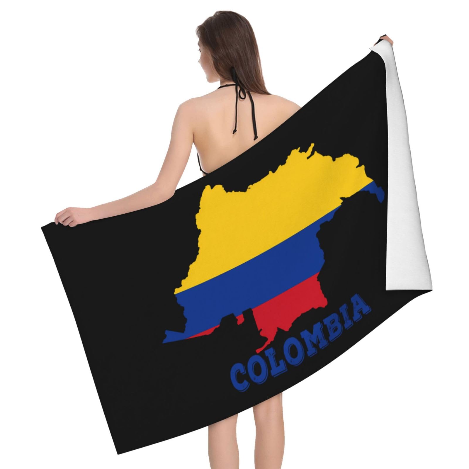 HLBSDM Microfiber Colombia Map Flag Beach Towel Quick Dry Soft Sand Free Beach Towels for Pool Swim Beach Lightweight Thin Towels