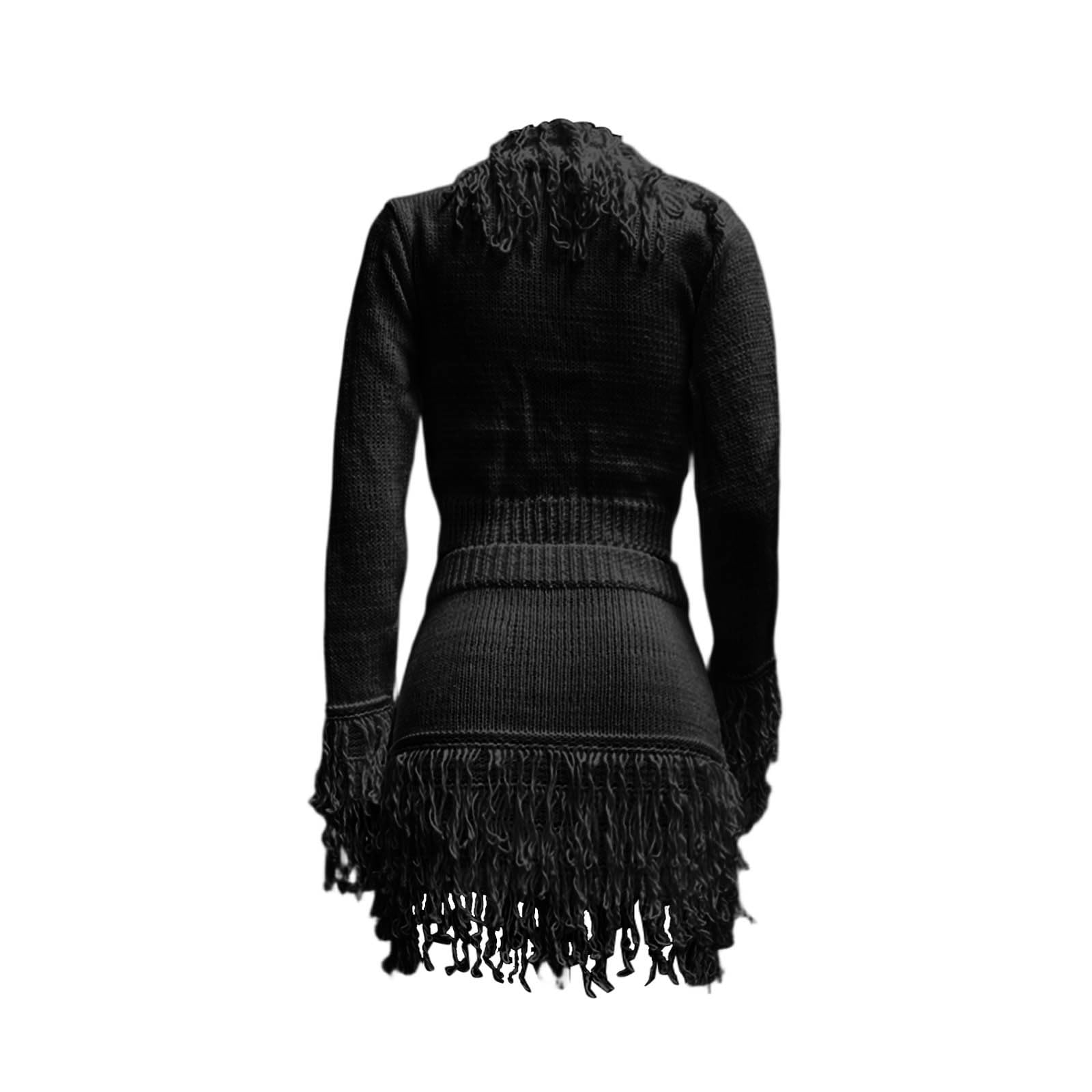 Elegantes Strickfransen-Kleid mit langen Ärmeln figurbetonter Kurzrock-Kombination für festliche Anlässe in Winter