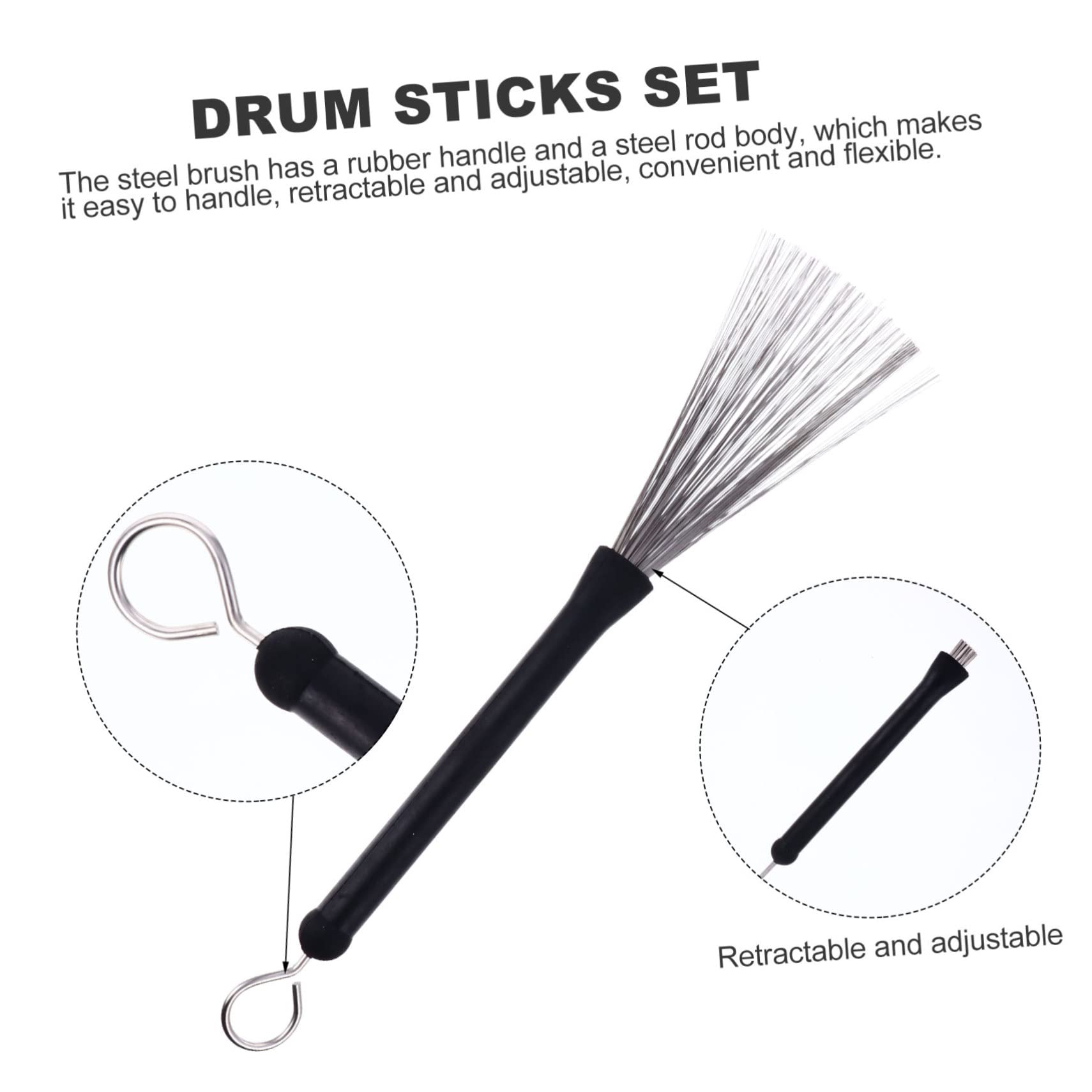 Ensemble de Batterie et Balais 1 Set pour Percussion | Acier, Usage Performance, Flexibles et Équilibre, Accessoires Batterie Musique