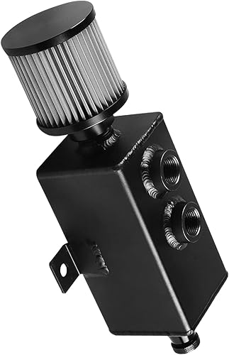 Miniatura 1 de Tanque universal de 1 L de captura de aceite desconcertado 10AN con filtro de respiradero Tanque de depósito de aluminio negro