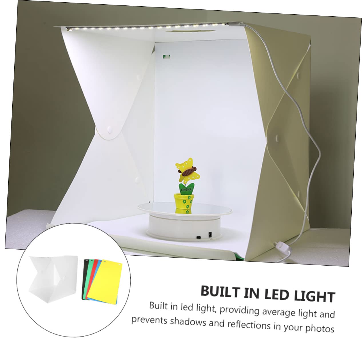 Mini Boîte Photo Pliable Portable en Abs Blanc, 1 Set