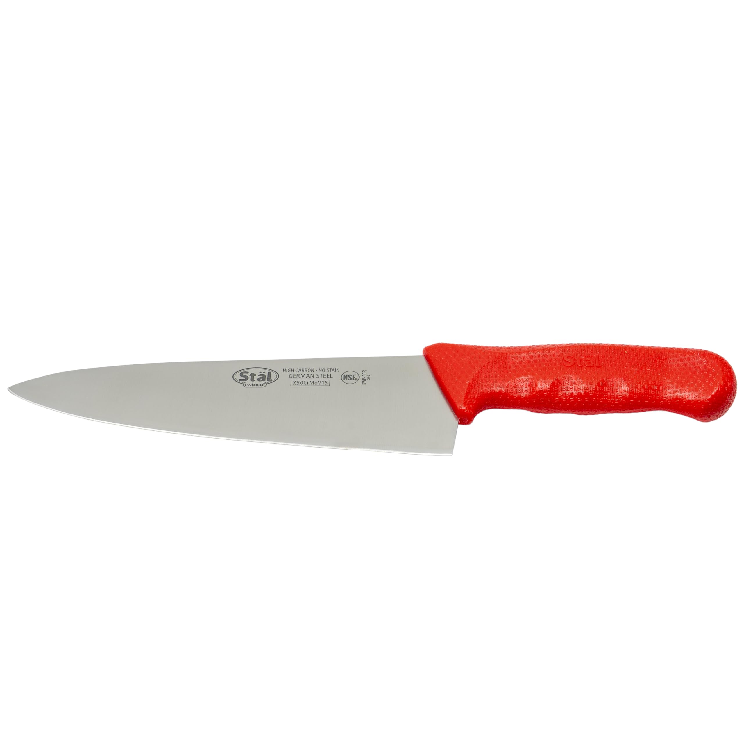 Winco 8" Red Chef's Commercial-Grade Knife