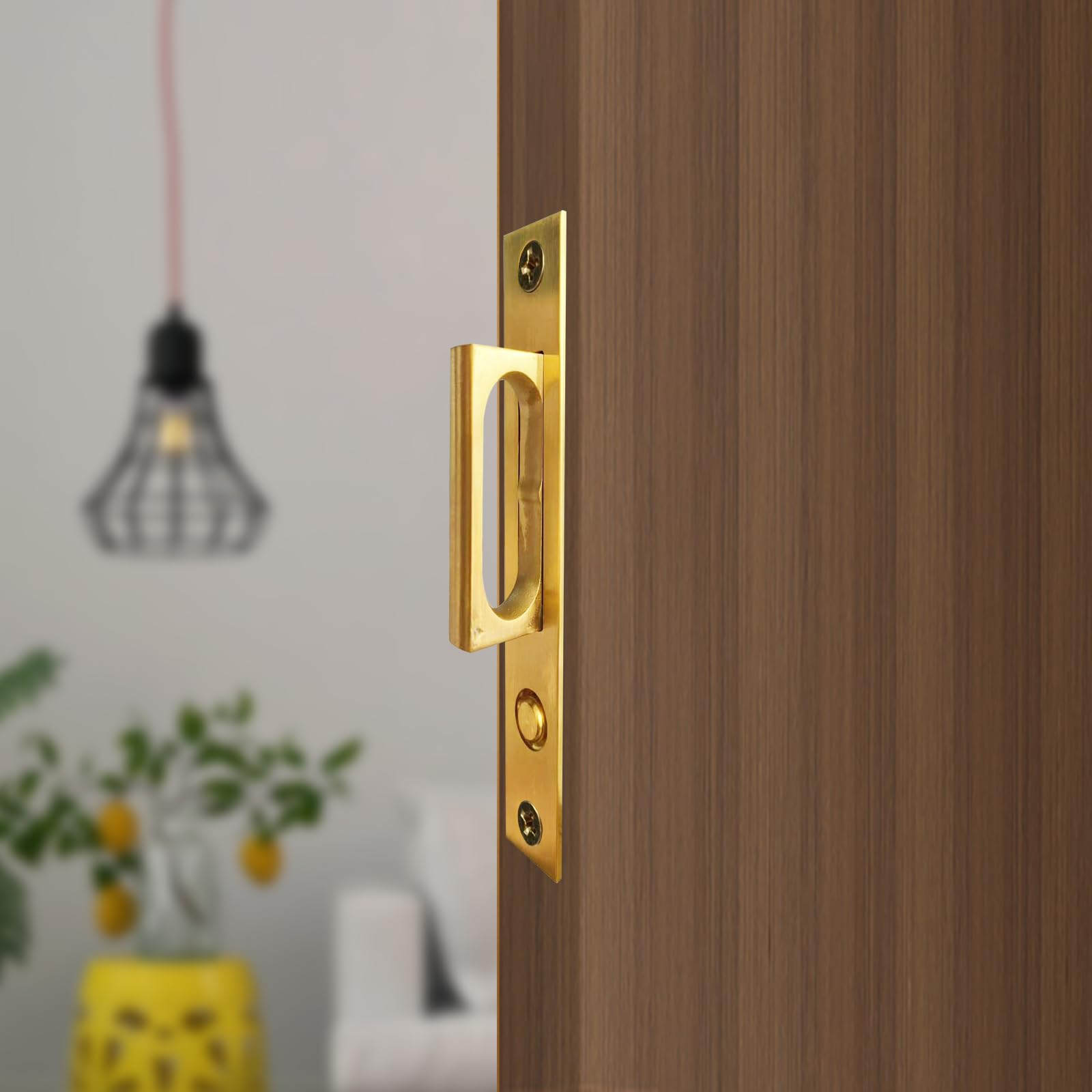Maniglia a scomparsa per porta con interruttore automatico di rimbalzo, maniglia nascosta, ferramenta per porta scorrevole, maniglia ad anello a filo (oro)