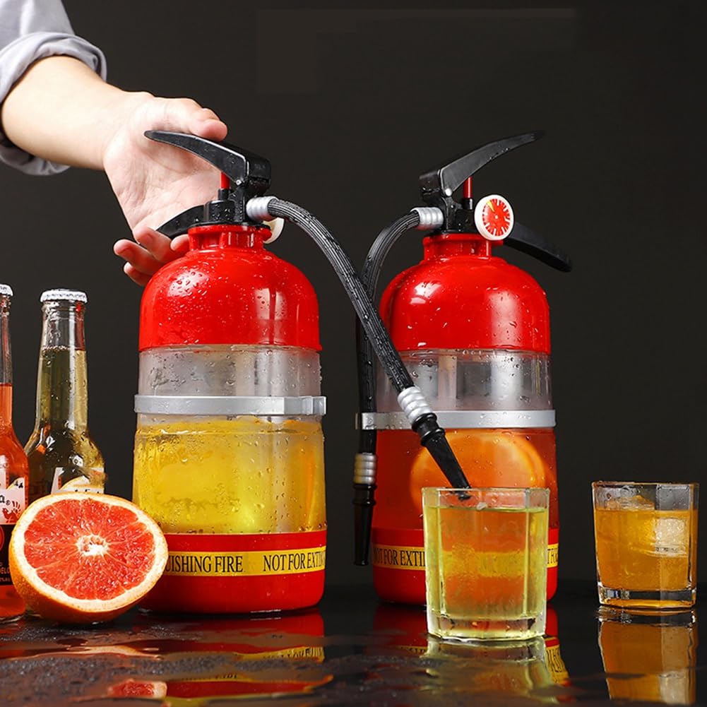 2L Bierspender Biertower, Feuerlöscher Form Getränkespender mit Zapfhahn, Whisky-Weinausgießer, Party Wasserspender, Weinpumpe, für Bierautomaten und Getränkefass-Weinabscheider