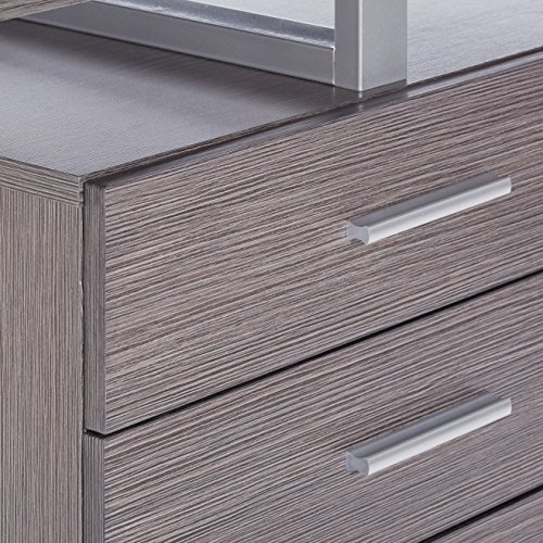 Monarch Specialties Left Or Right Facing 47-Inch Modern Home Office Computer Study Writing Desk With Filing Drawer, 48"L, Grey & Silver #TOP3