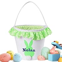 Vista 13 de Cestas de Pascua personalizadas para niños, canasta de conejo de Pascua de Touber para regalos, cestas de caza de huevos de Pascua, regalos