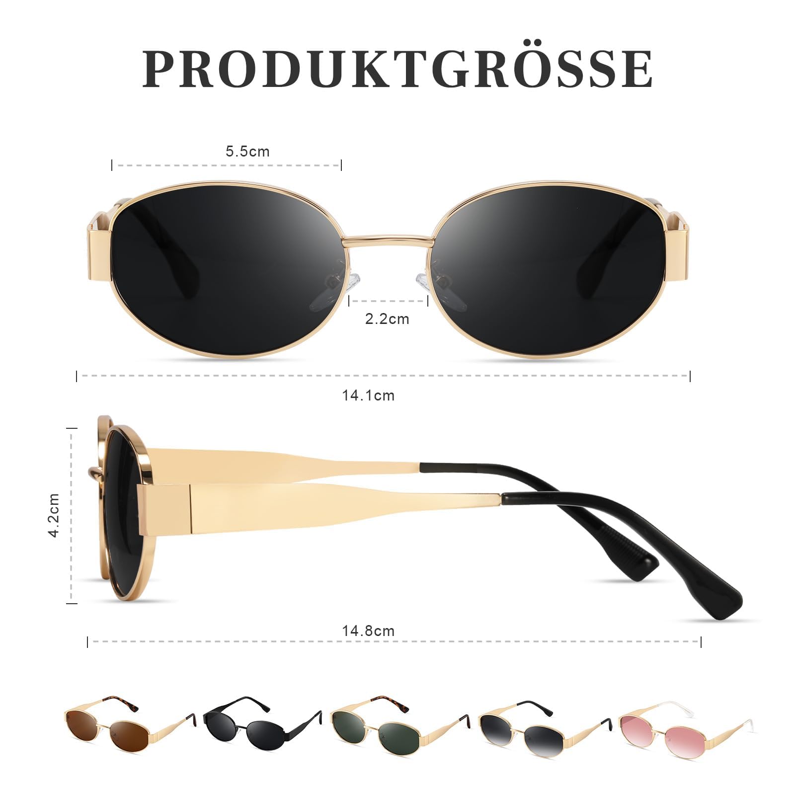 Sonnenbrille-Damen-Polarisiert-Unisex-Herren-Gold-Metal-Retro-Oval-Trendy-Sonnenbrillen-Vintage-Uv400-Classic-Ultraleicht-Schutz，Geeignet FüR Camping-fotografie-Outdoor-Geschenke für frauen-3