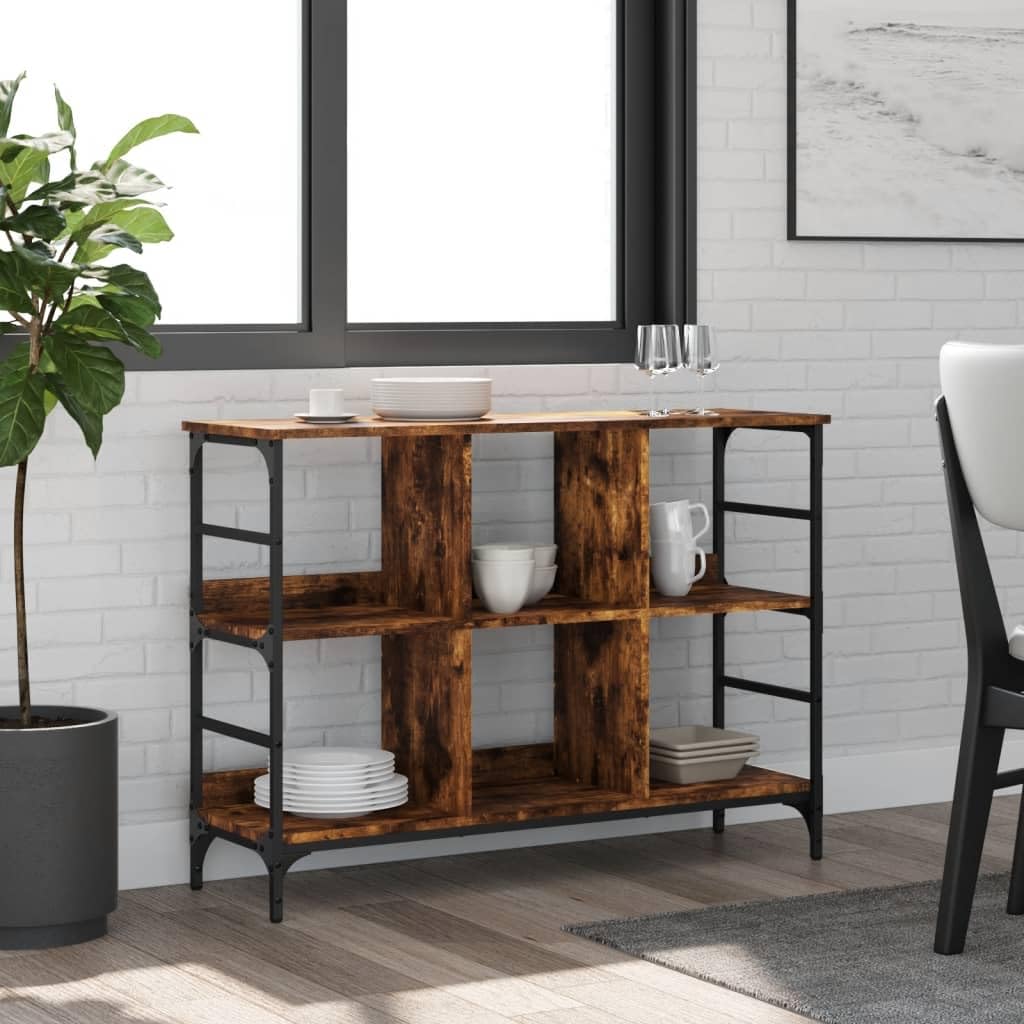 Aparador de roble ahumado 102x32x73,5 cm en madera de ingeniería para salón